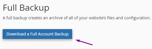 cPanel Download a Full Backup