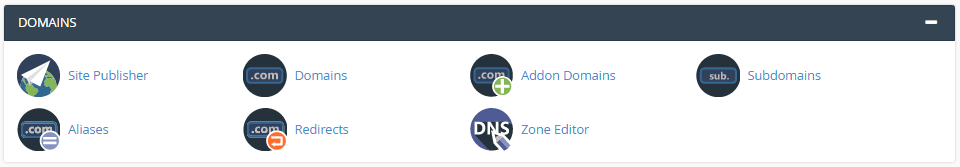 cPanel Domains Section