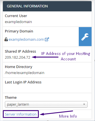 Locate IP Address in cPanel