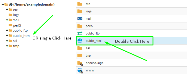 cPanel File Manager Browse to Folder