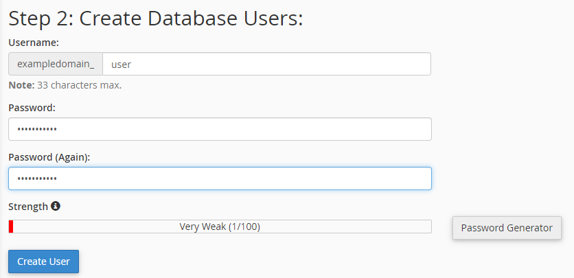 MySQL Create Database Users