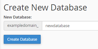 MySQL Databases Create New Database