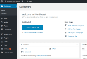 WordPress Example WordPress Dashboard