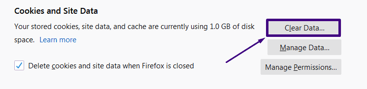 clear cache in firefox