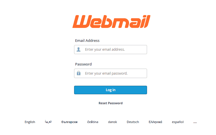 Webmail Login Page
