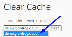 Clear Cache Dropdown